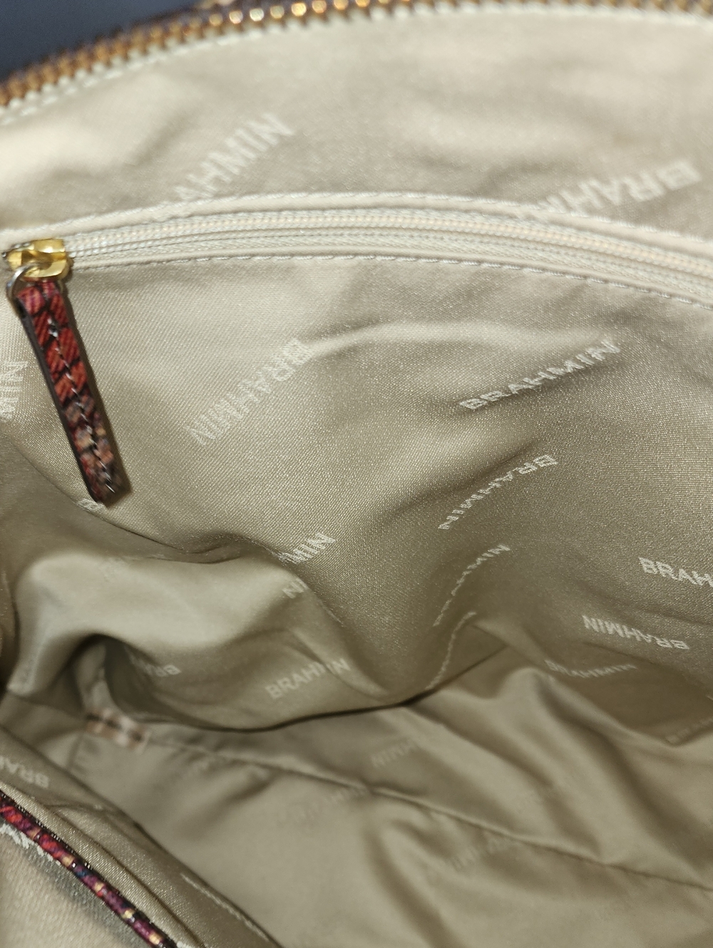 Brahmin Women's Multi-Color Plaid Croc-Embossed Satchel Preowned - Picture 8 of 12